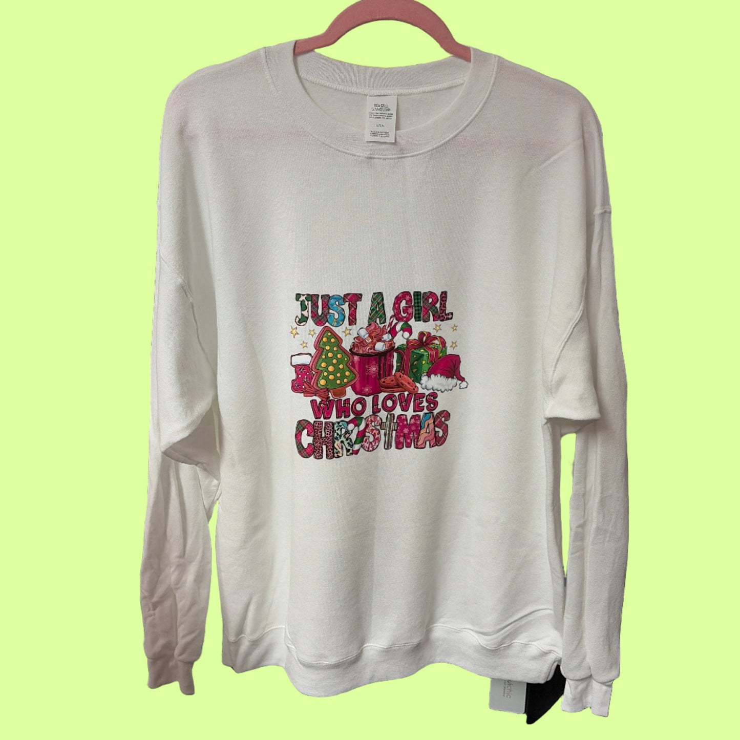 Sweatshirt - local artisan - Just a girl .. - wht lge