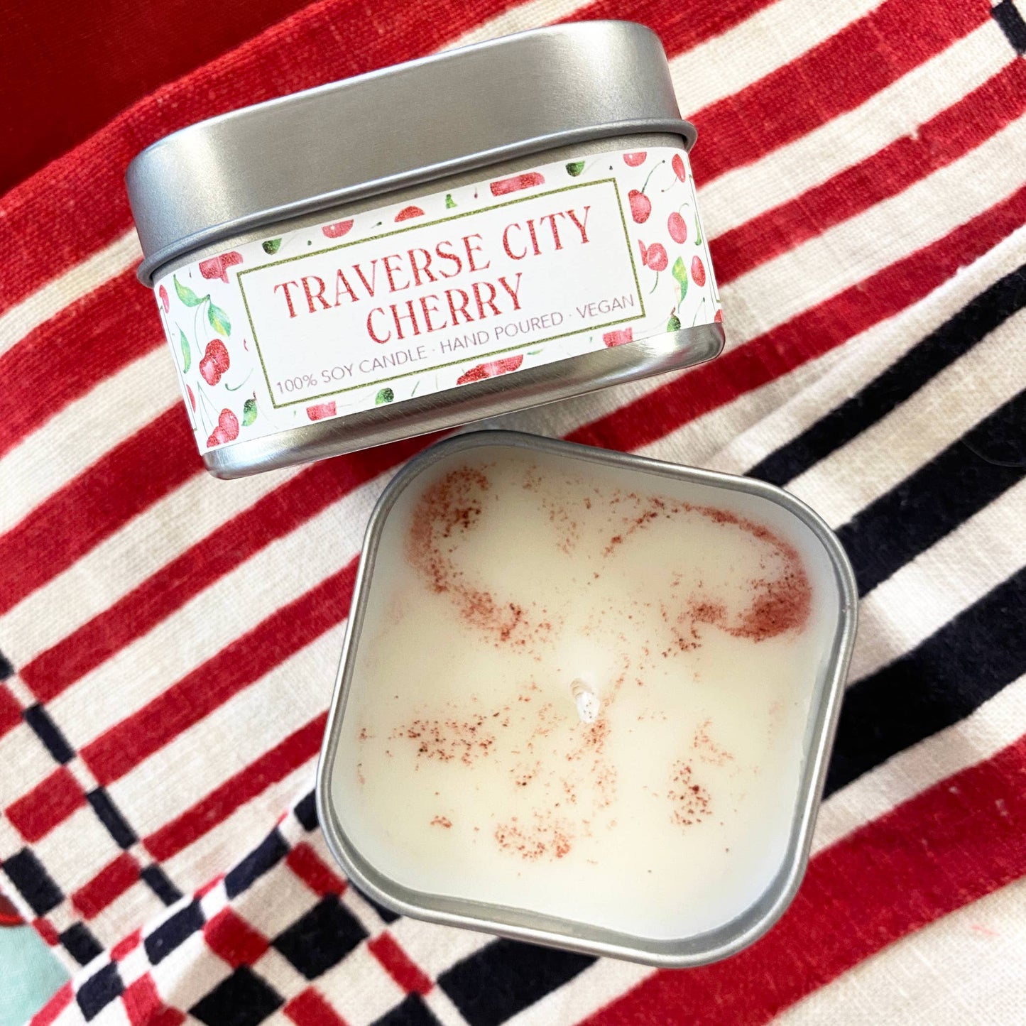 Candle - sq tin Traverse City Cherry 8oz