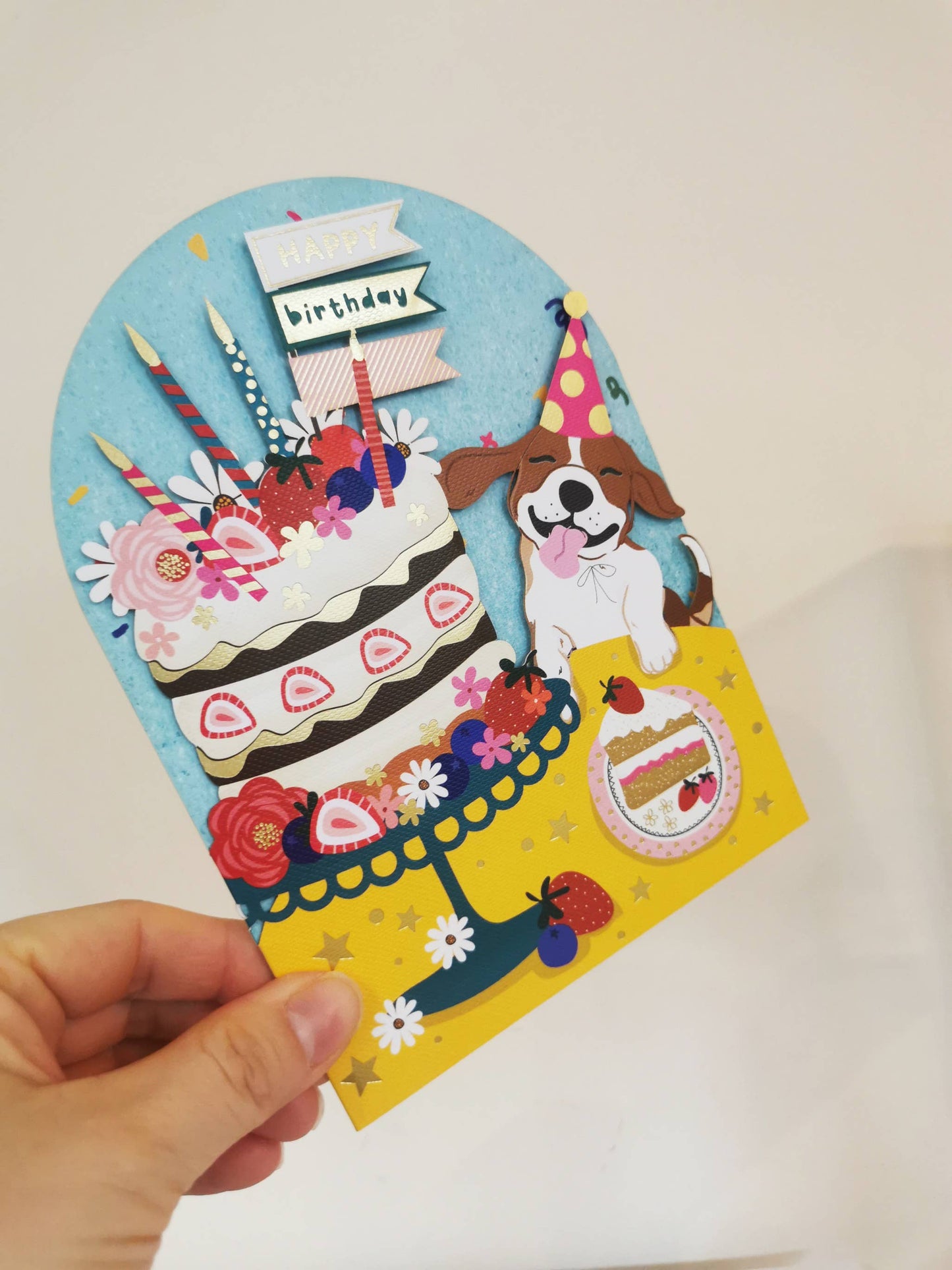 Greeting Card - HB dog layer cake cut out