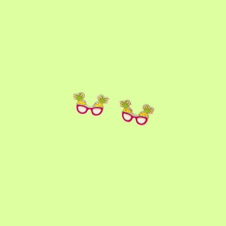Earrings - Pineapple Sunglasses Enamel Studs