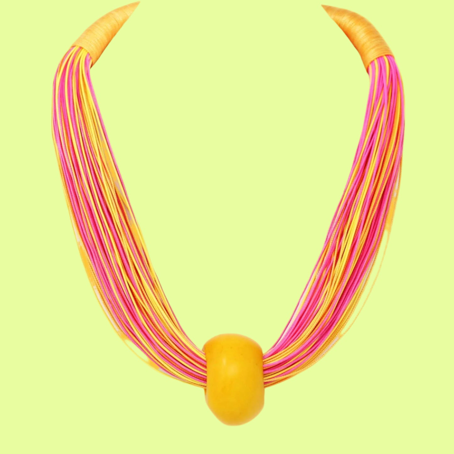 Necklace - Tagua Threads Yellow/Pink