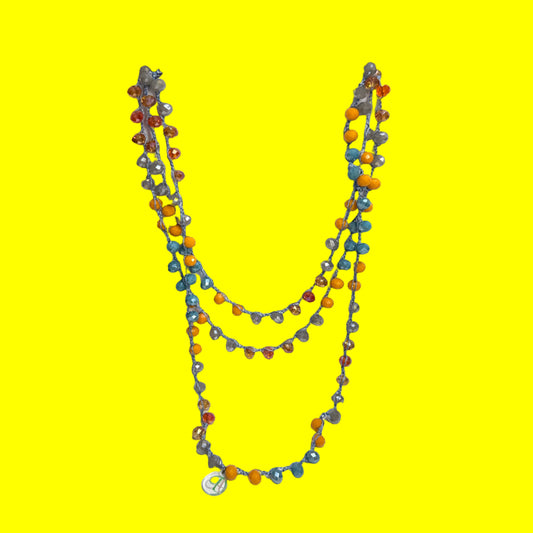 Necklace with colored crystals handmade in Italy: Orange
