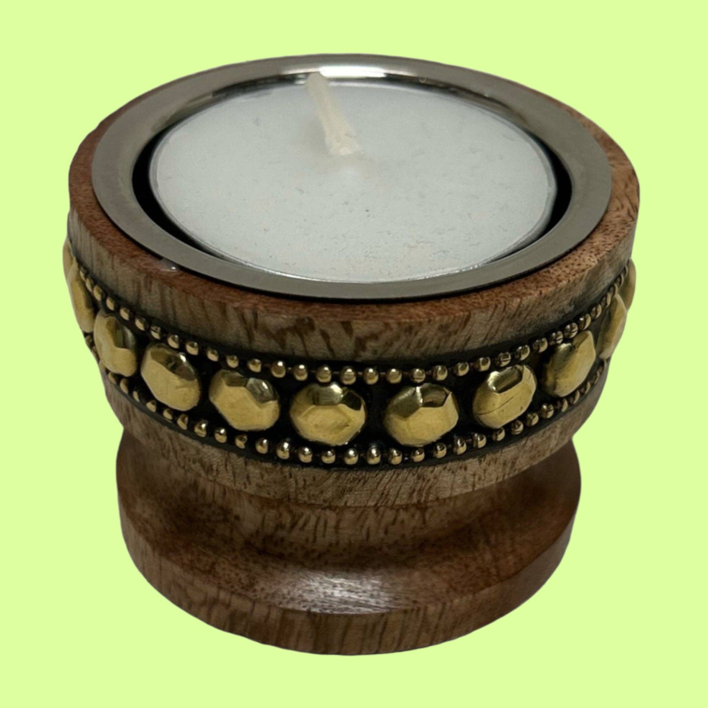 Tealight Cup - Pair Wood Brass