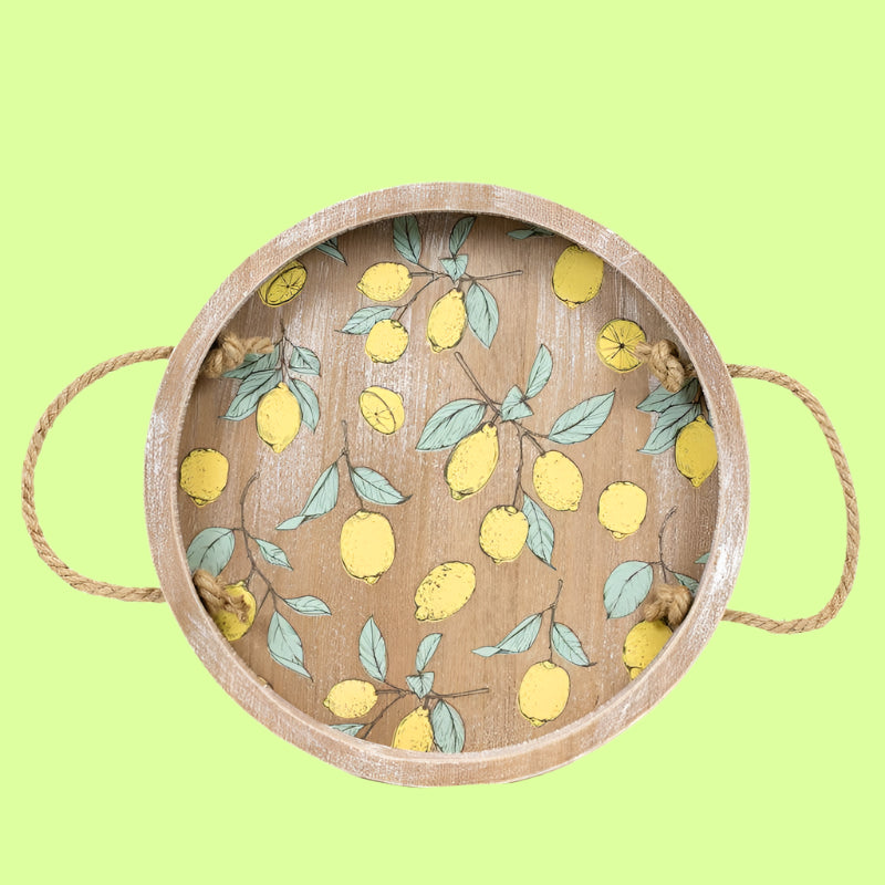 Tray - Round wood lemons 12"