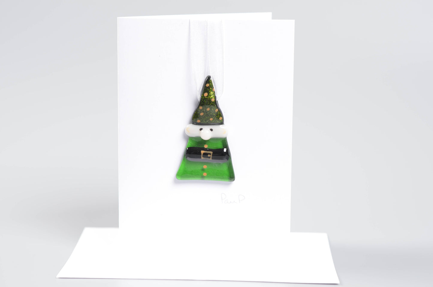 Greeting Card - Holidays Glass Christmas Elf Hanging Decor