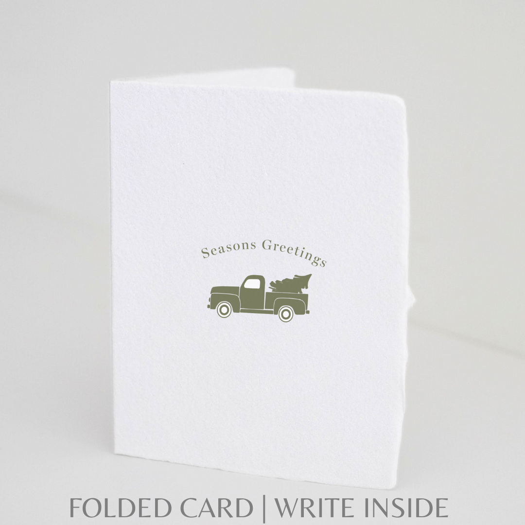 Greeting Card - Green Truck w Tree