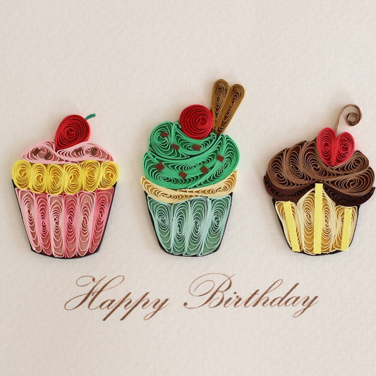 Greeting Card - Quill Birthday Cupcakes