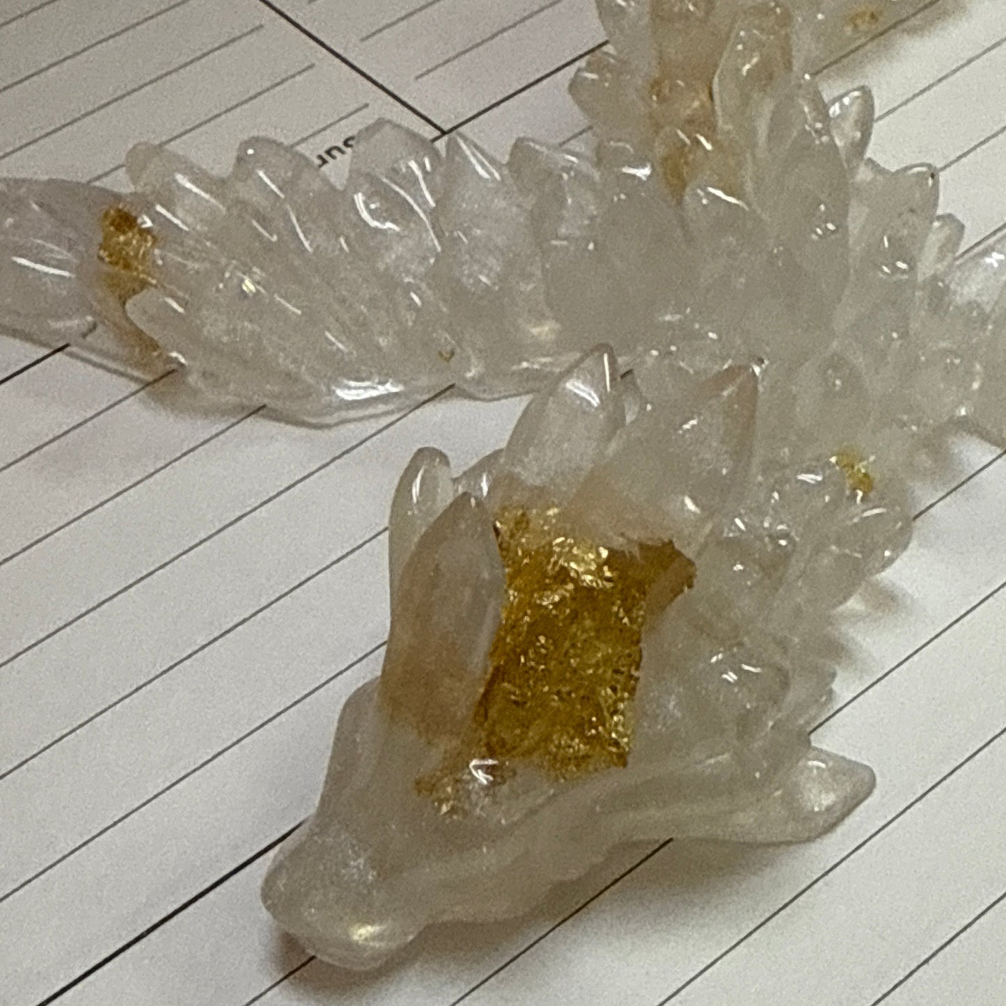 Figurine - Handmade by Erin resin dragon clear/gold foil