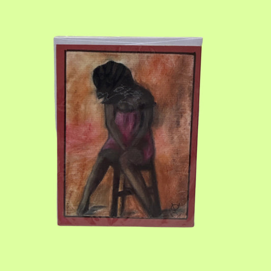 Greeting Card - SK Girl on Stool