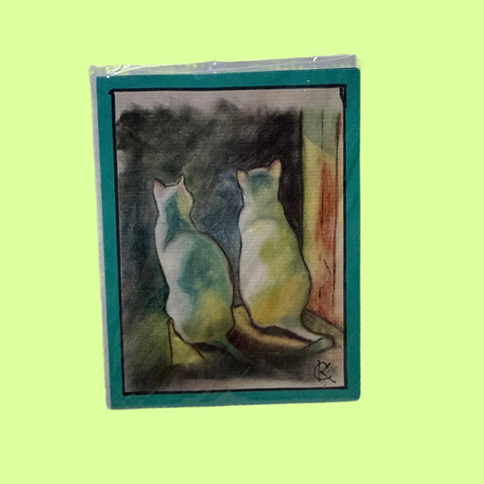 Greeting Card - SK 2 Cats by Window