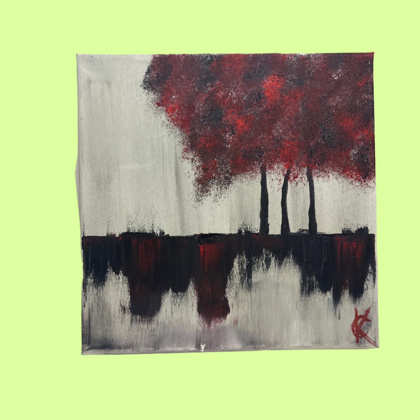 *Art - SK Oil on canvas - Small Red Tree