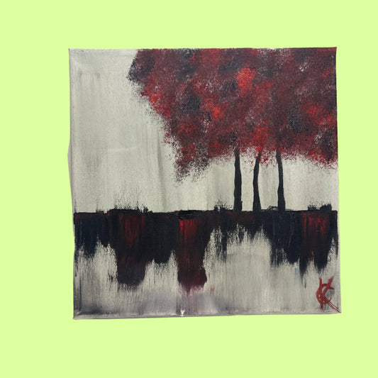 *Art - SK Oil on canvas - Small Red Tree