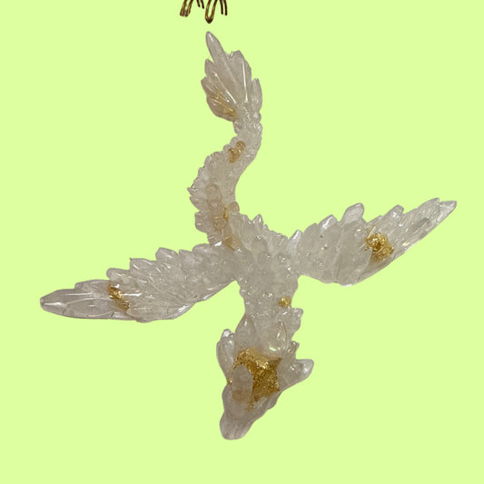 Figurine - Handmade by Erin resin dragon clear/gold foil