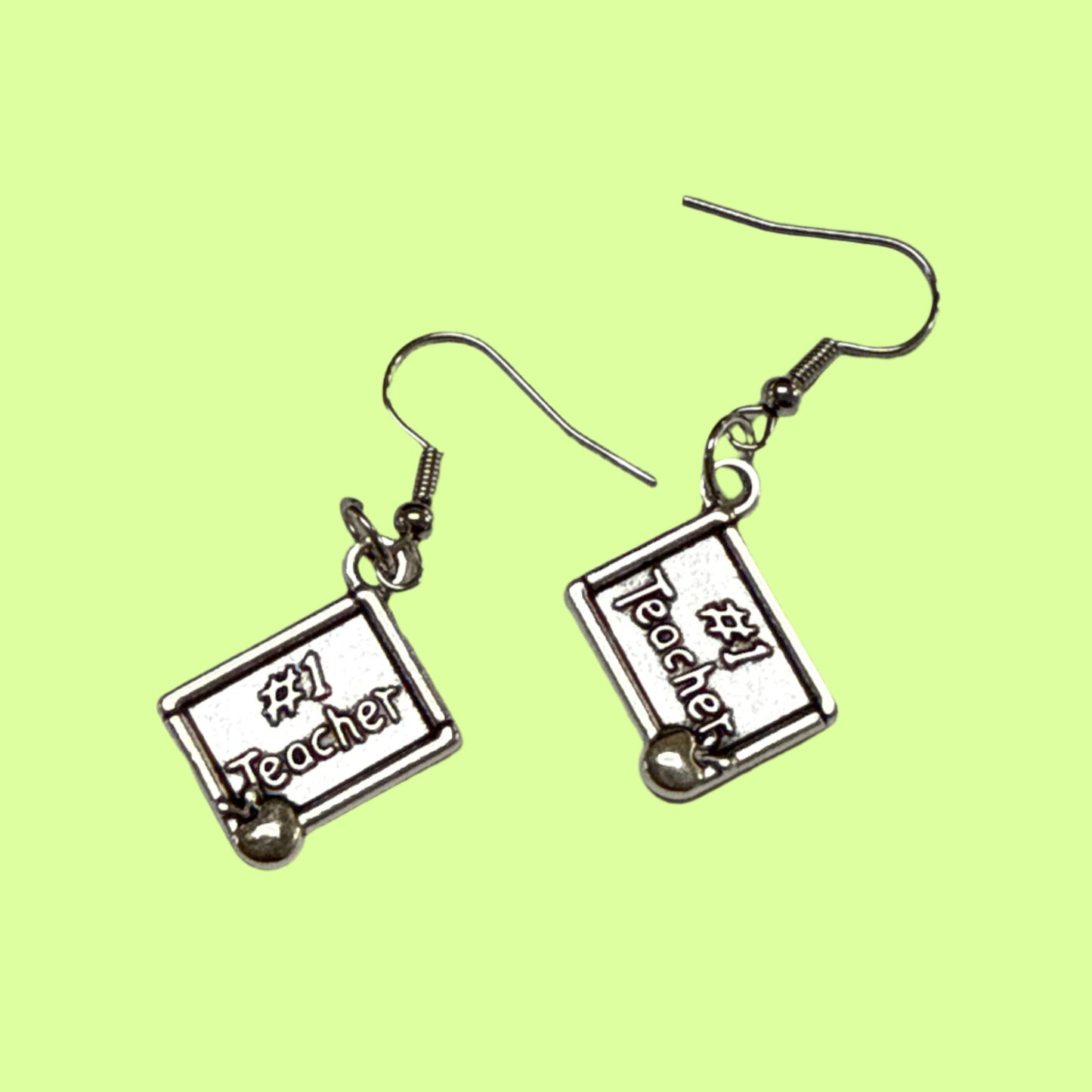 Earrings - no.1 teacher charm on hooks