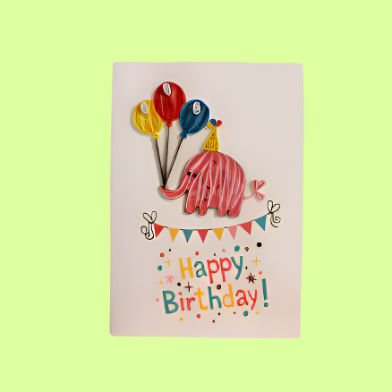 Greeting Card - Quill Happy Birthday Elephant