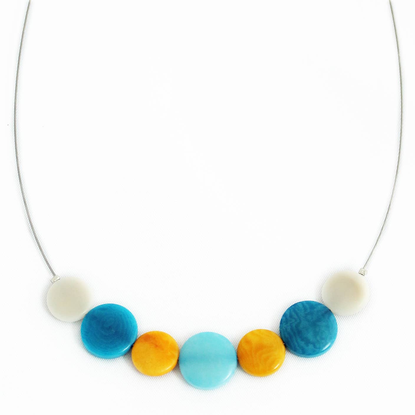 Necklace - Dots Tagua bl/gn/yw/or/rd