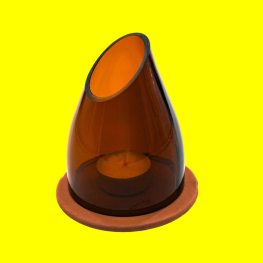 Lantern/Votive - Plain Upcycled Hand-Crafted: Amber