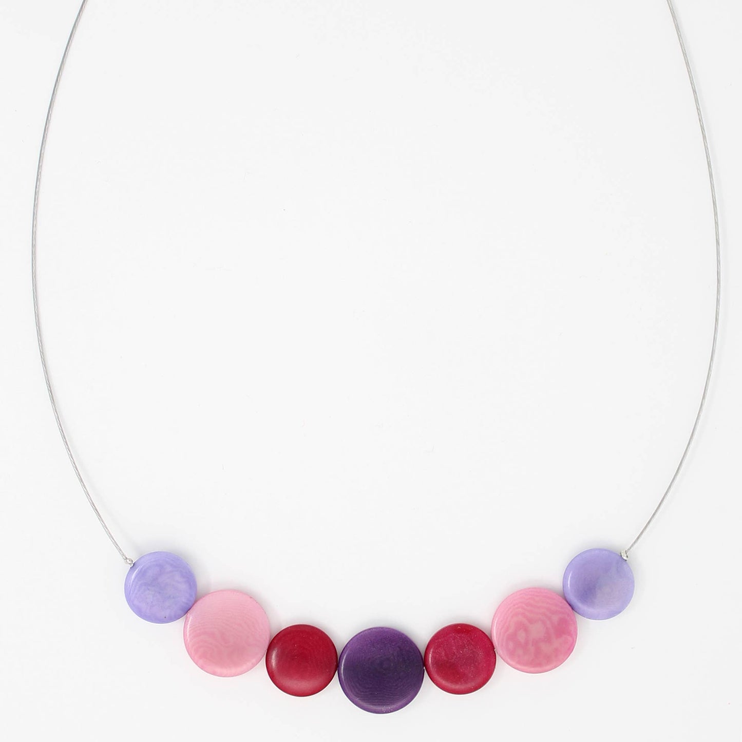 Necklace - Dots Tagua bl/gn/yw/or/rd