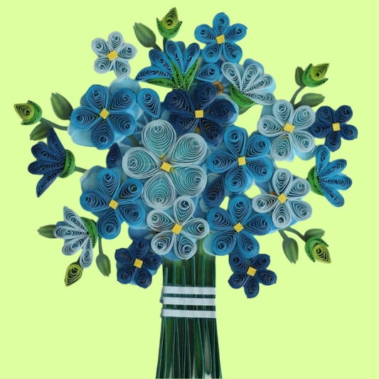 Greeting Card - Quill Blue Bouquet (Mini)