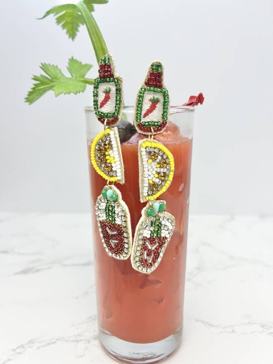 Earrings - Bloody Mary Beaded Dangle posts