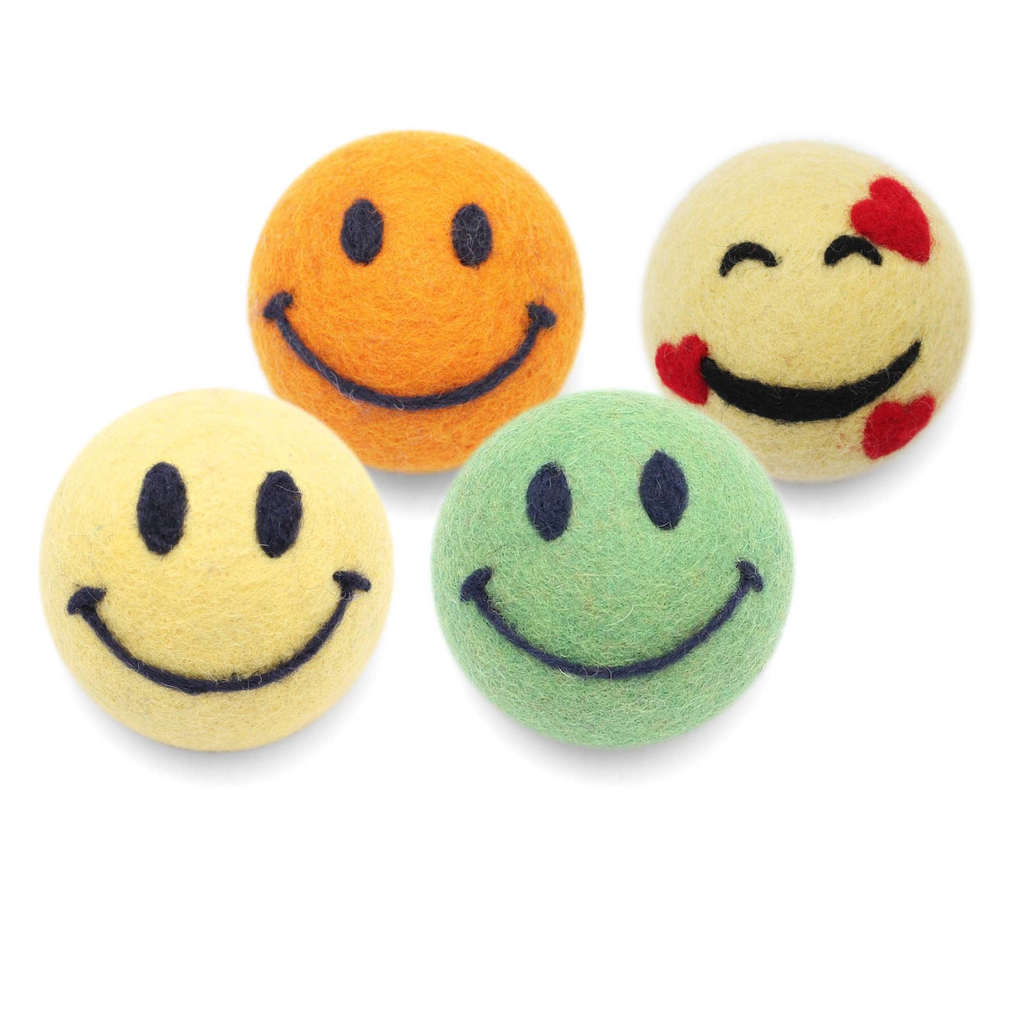 Eco Wool Dryer Balls Fair-Trade: Heart Emoji smiley face
