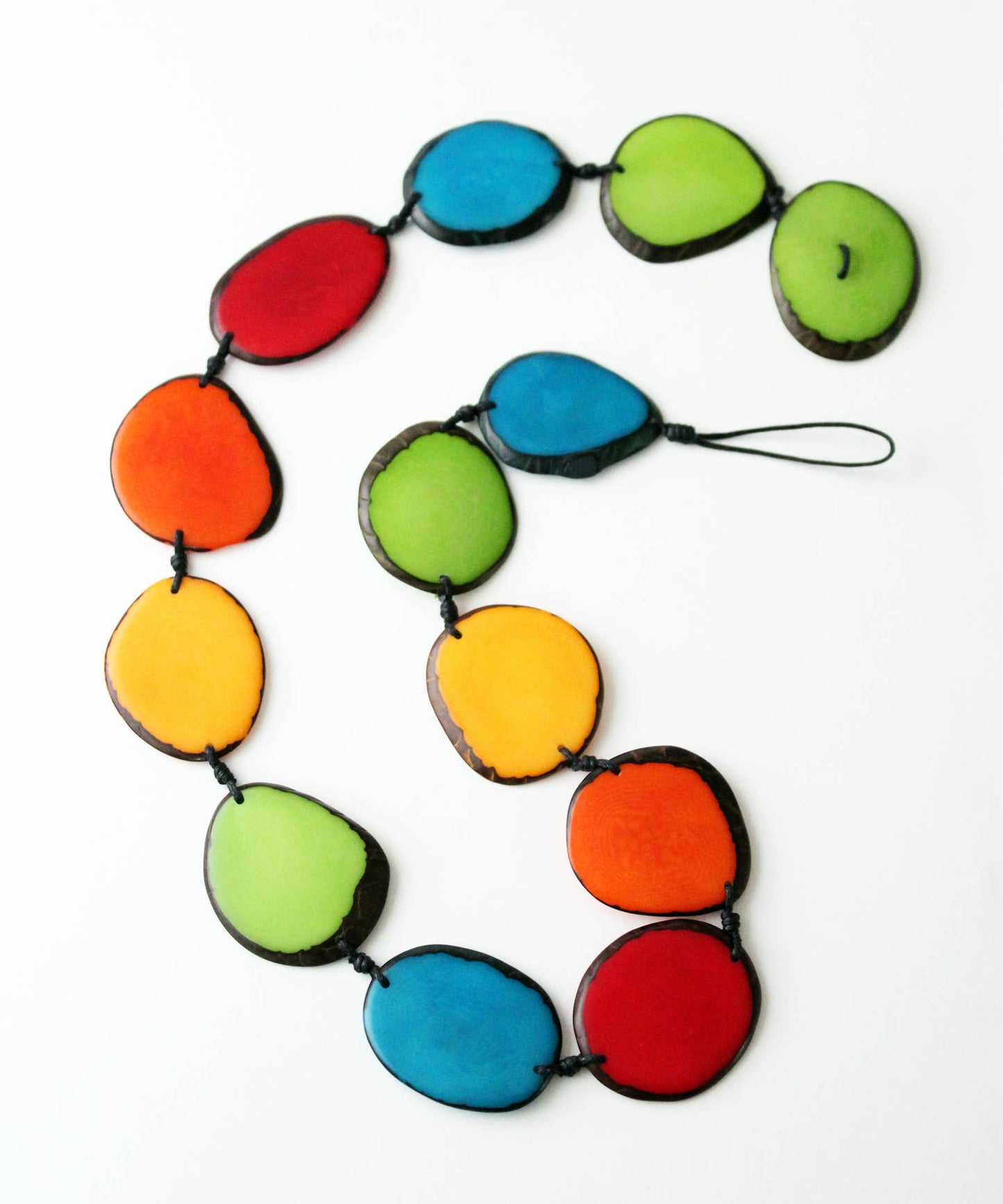 Necklace - Tagua Chips Red/Ivory/Gray