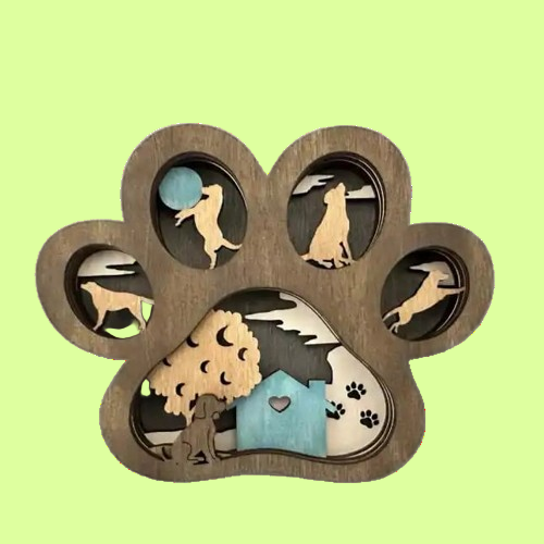 Shelf Sitter - layered birchwood dog paw