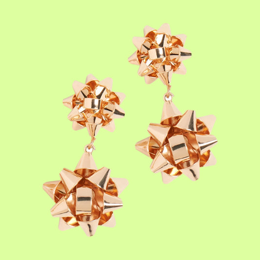 Earrings - Gold ribbon bows