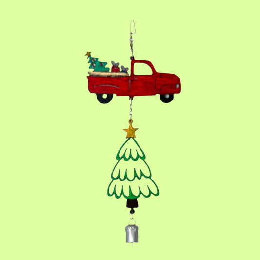 Wind Chime - Truck Christmas Tree Recycled metal