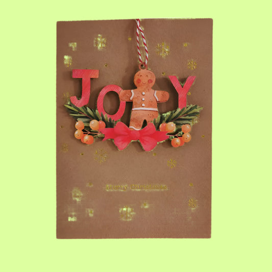 Greeting Card - Wood ornament -JOY