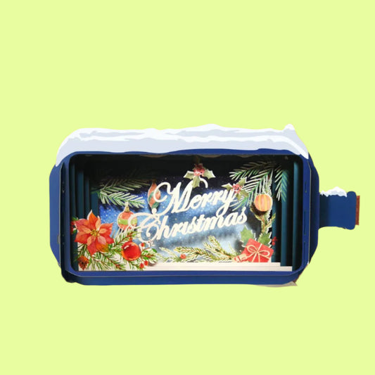 Greeting Card - Message in a bottle pop up Merry Christmas
