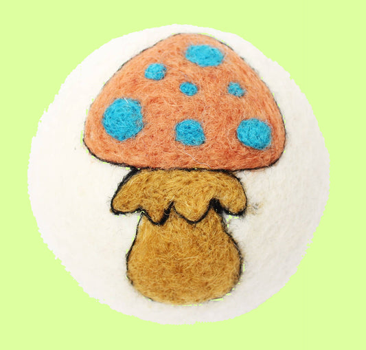 Dryer Ball - Mushrooms: Eco Wool Fair Trade: Orange/Blue Mushroom