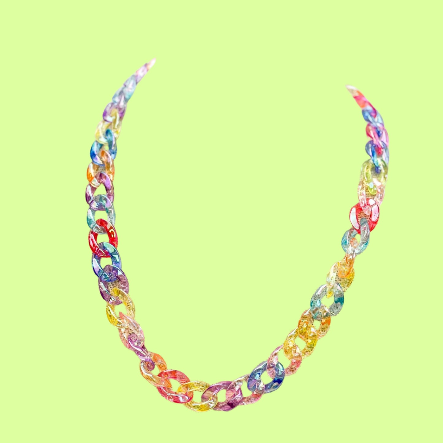 Necklace - Transparent Rainbow Chunky Links