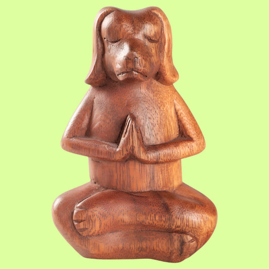 Figurine - Wooden Meditation Dog