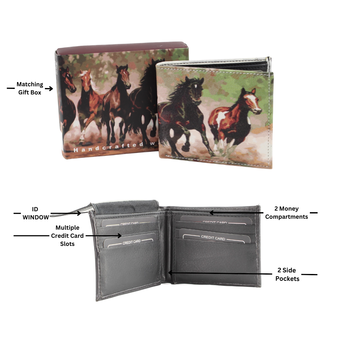 Wallet - Wild Horses Vegan Leather Bi-Fold
