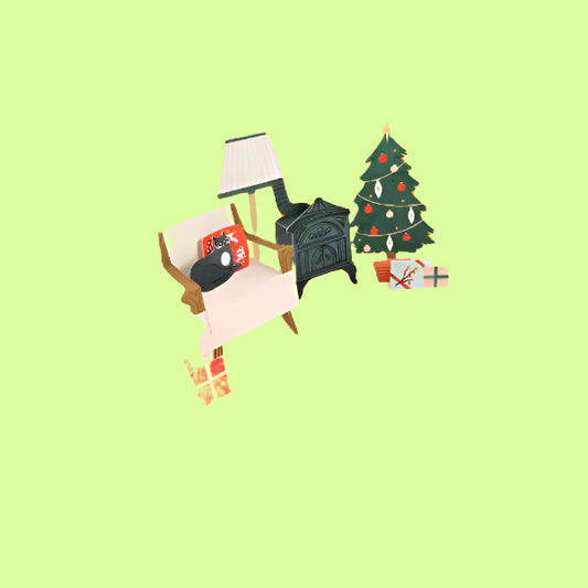 Greeting- Card  Pop-Up Christmas Tree/Cat on chair