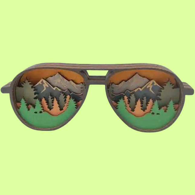 Shelf Sitter - layered birchwood aviators
