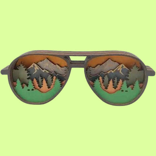 Shelf Sitter - layered birchwood aviators