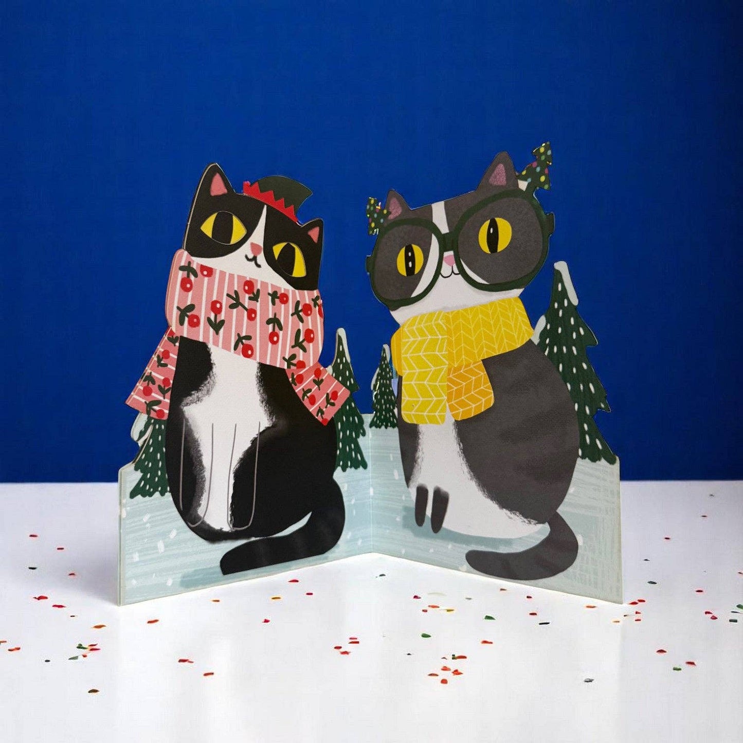 Greeting Card - Moving Eyes Christmas cat