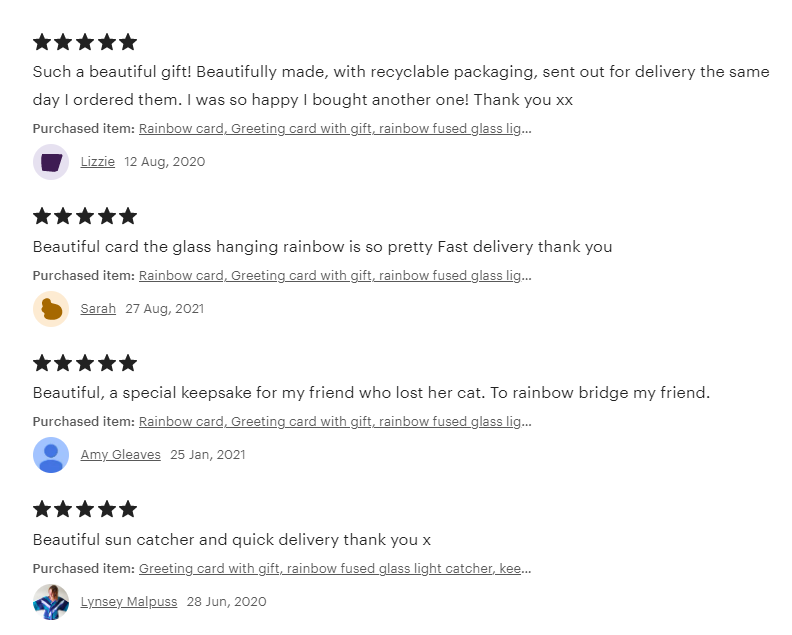 Greeting Card - fused glass light catcher gift various