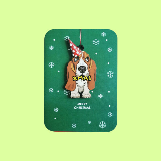 Greeting Card - Wood ornament dog w hat