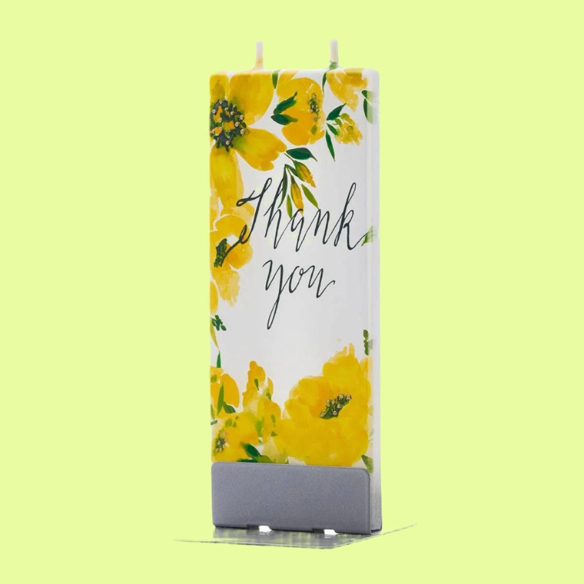 *Candle - Flat Thank You yellow florals