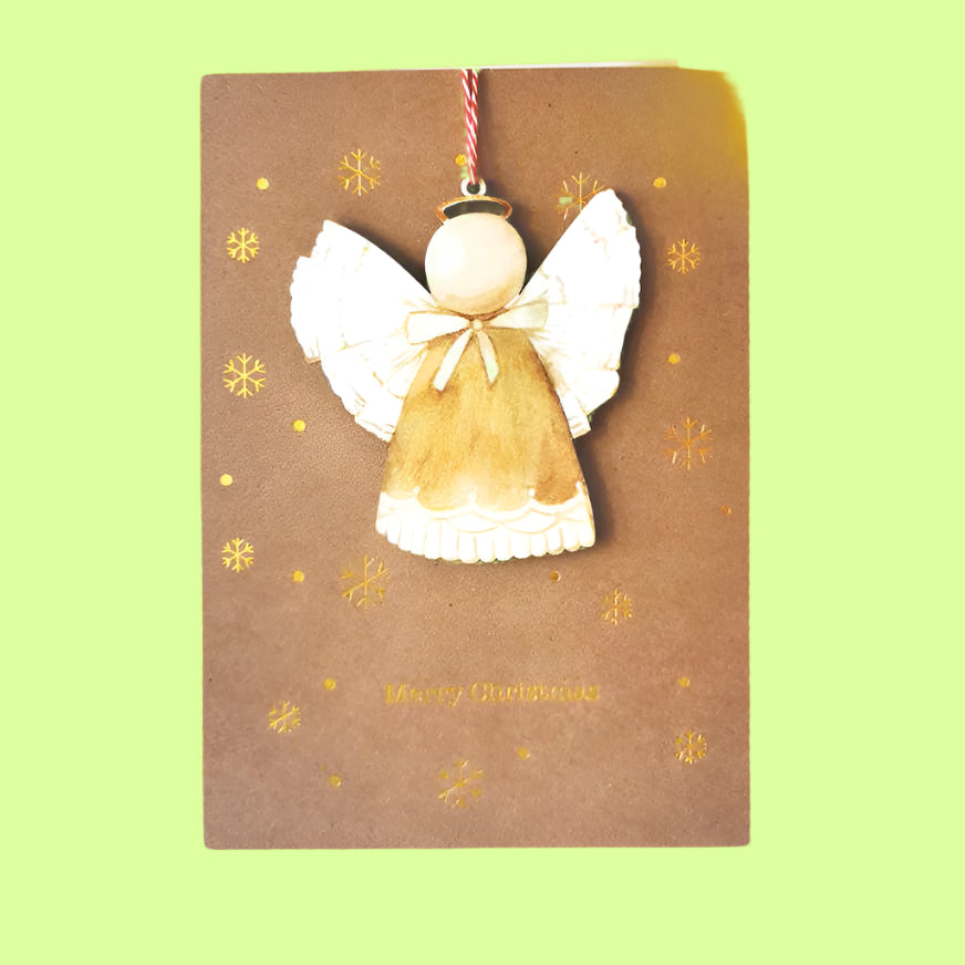 Greeting Card - Wooden ornament ANGEL