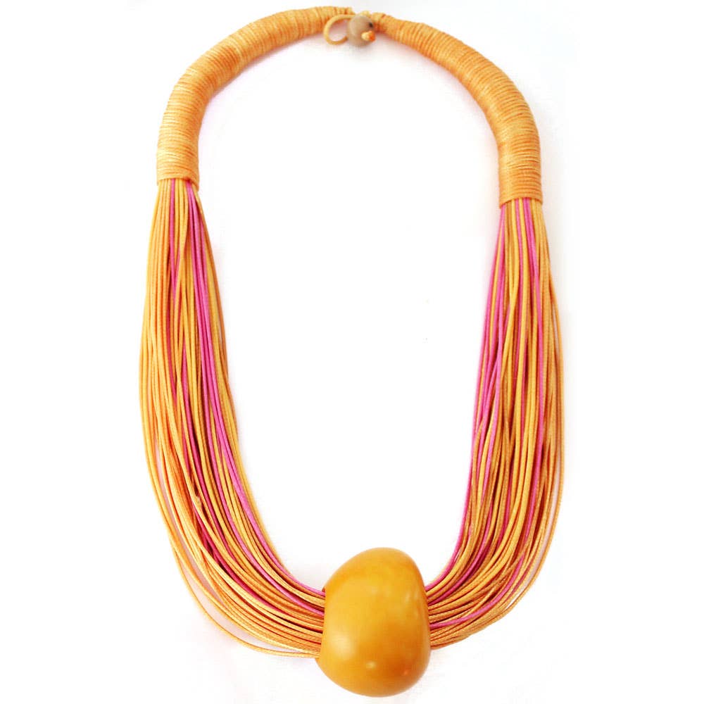 Necklace - Tagua Threads Yellow/Pink