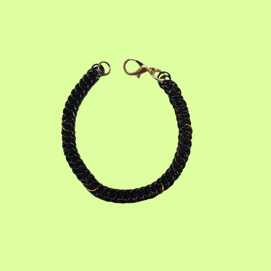 Bracelet - Chainmaille black w choc hints