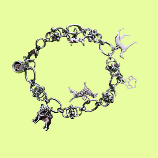 Bracelet - dog charms dog bowl
