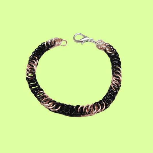 Bracelet - Chainmaille black w rose gold